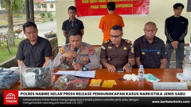 Polres Nabire Gelar Press Release Pengungkapan Kasus Narkotika Jenis Sabu